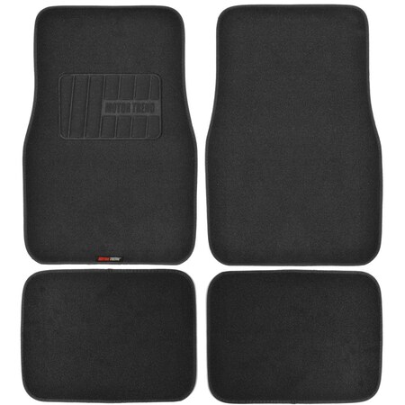 Motor Trend Fatrug Carpet Floor Mats/Black - 4 Piece (Thick) MT-300-BK